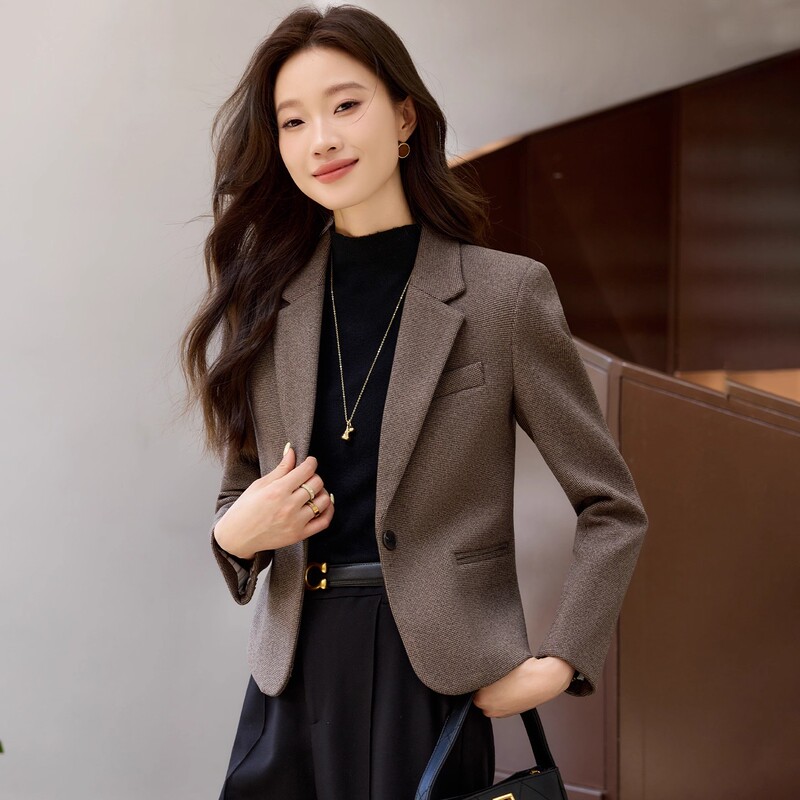Woolen Blazer for Women, Autumn and Winter, Trendy This Year, High-End Style, Casual Short Suit for Petite Women