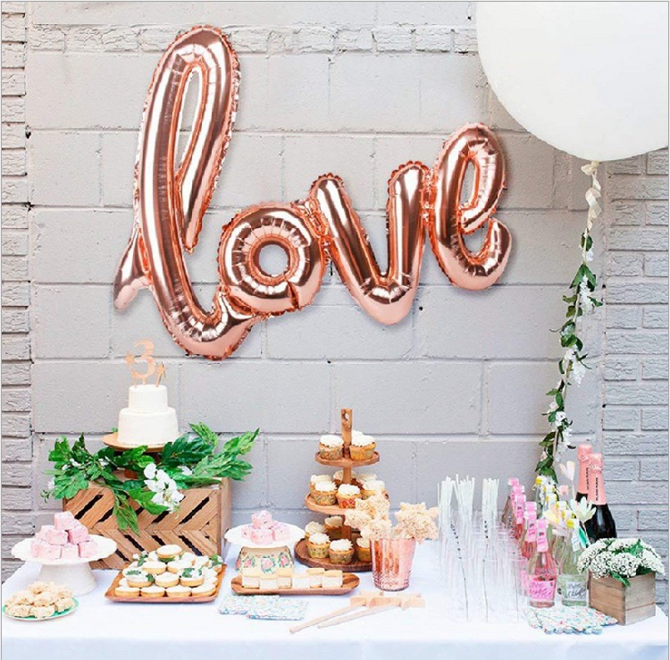 Wedding Supplies Wedding house arranged decoration wedding birthday party sue white aluminum foil wedding aluminum film Alphabet Balloon Decoration