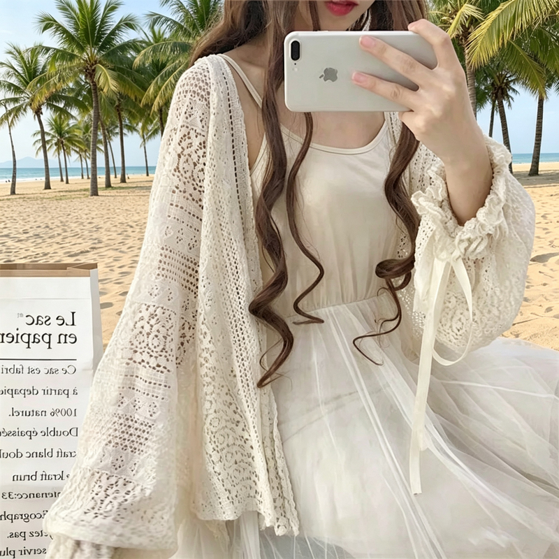 Sun Protection Cardigan, Thin Style for Women, 2026 Summer New Style, Worn over a Slip Dress, Hollow-Out Top, Lace Jacket Sun Protection Cardigan, Thin Style for Women, 2026 Summer New Style, Worn over a Slip Dress, Hollow-Out Top, Lace Jacket
