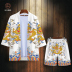 gió của Trung Quốc retro áo vàng nam áo choàng rồng thiết cổ đường gió áo Han váy quần áo hoàng đế và kimono quần áo hiệu suất 