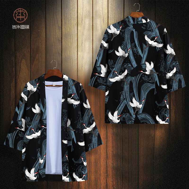 Kimono Tao áo kiểu nam cẩu áo mùa hè mỏng áo áo lỏng lẻo cardigan nắng hôn đầu Tang váy