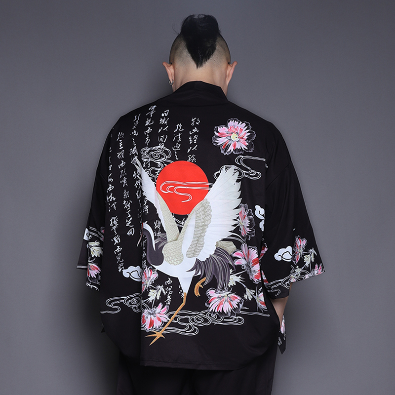 Kimono Tao áo kiểu nam cẩu áo mùa hè mỏng áo áo lỏng lẻo cardigan nắng hôn đầu Tang váy