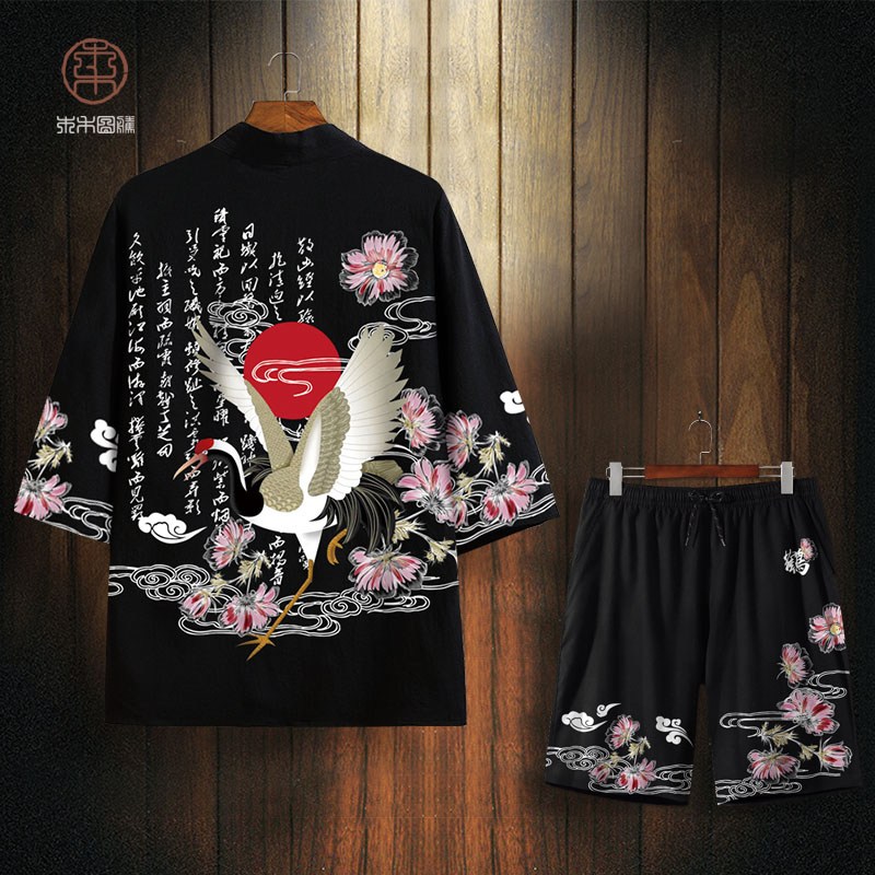 Kimono Tao áo kiểu nam cẩu áo mùa hè mỏng áo áo lỏng lẻo cardigan nắng hôn đầu Tang váy