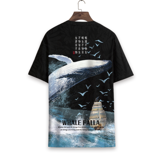 National trend whale T-shirt men's short-sleeved trendy brand super popular