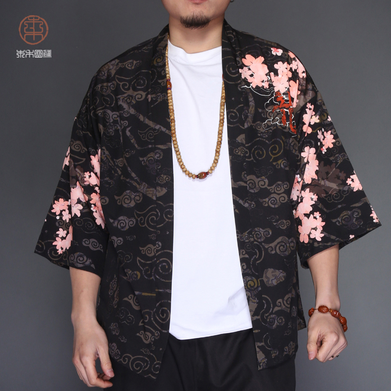 Nhật Bản kimono của nam giới áo gió Trung Quốc rồng T-shirt mũi người đàn ông váy Tang dài tay áo khoác kiểu Nhật áo Daorobe mùa xuân