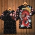 Trung quốc mực phong cách khói Trung Quốc rồng totem in ấn ngắn tay T-Shirt mùa hè kích thước lớn nam rồng nửa tay áo triều của nam giới quần áo áo phông nam tay ngắn cổ trụ Áo phông ngắn
