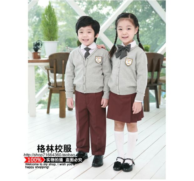 Đồng phục trường tiểu học và trung học, đồng phục, mẫu giáo, đồng phục, áo len mùa xuân và mùa thu mới, áo len dệt kim, đồng phục, tùy chỉnh đầm trẻ em cao cấp