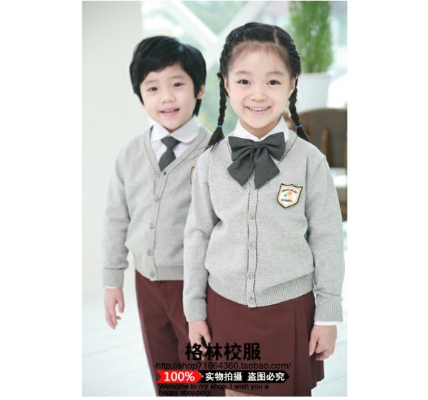 Đồng phục trường tiểu học và trung học, đồng phục, mẫu giáo, đồng phục, áo len mùa xuân và mùa thu mới, áo len dệt kim, đồng phục, tùy chỉnh đầm trẻ em cao cấp