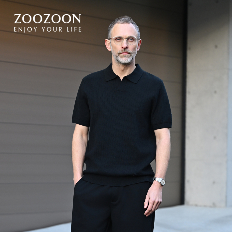 Zoozoon Men's 2026 New Simple Short-Sleeved Polo Shirt Lapel Knitted Business Casual Versatile Top T-Shirt Zoozoon Men's 2026 New Simple Short-Sleeved Polo Shirt Lapel Knitted Business Casual Versatile Top T-Shirt