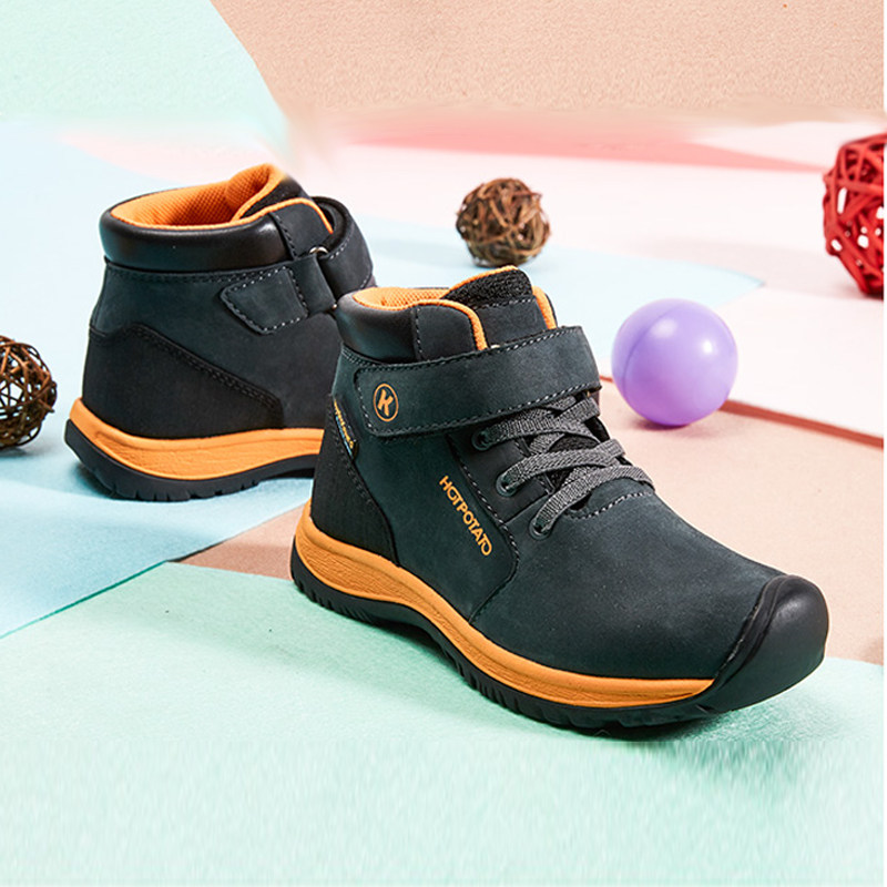 Outdoor Agents Children Outdoor High Cylinder Hiking Waterproof Shoes Men And Women Great Children Bull Leather Anti-Slip Warm Mountaineering Boots K3