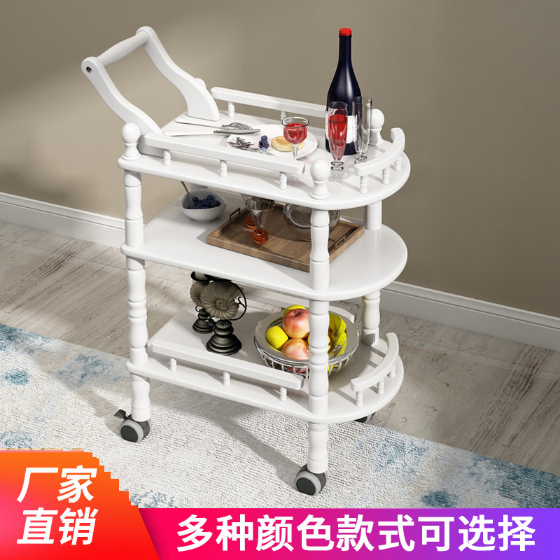 European-style solid wood wine cart beauty cart hotel cart mobile food delivery cart cake cart home rack food cart