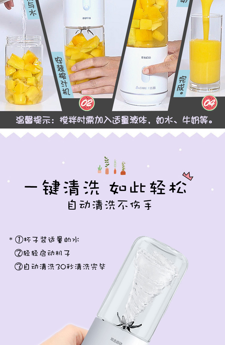 máy xay hạt đa năng Máy ép trái cây cầm tay Chigo ZG-K852 đa chức năng máy ép trái cây điện nhỏ - Máy ép trái cây máy xay sinh to loại nào tốt