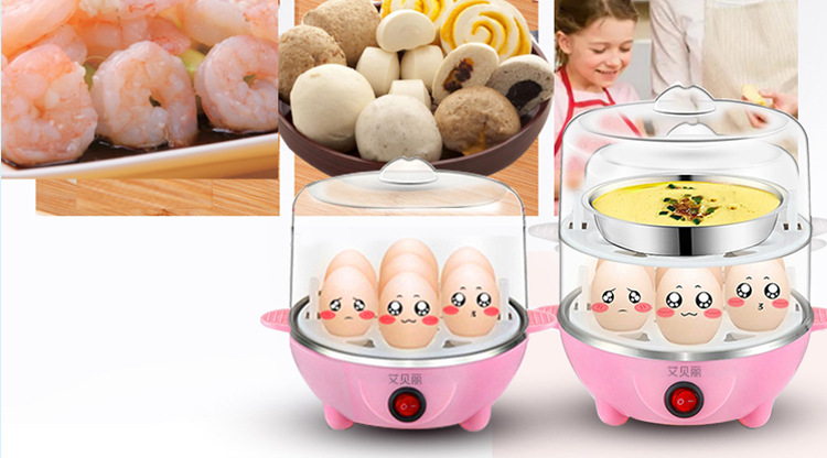 ca nấu mì siêu tốc mini Ai Baili công suất lớn đa chức năng máy ăn sáng đôi hấp trứng nồi inox tấm sưởi tự động tắt nguồn - Nồi trứng nồi bear 1.6 l