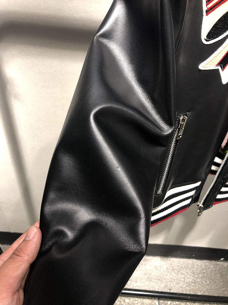 Mùa thu 2018 mới Hained leather leather nữ bóng chày đồng phục da cừu khâu chỉ da đen áo khoác thủy triều áo khoác da nữ xịn