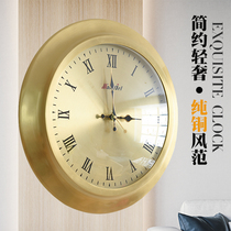 Pure Copper Living Room Hotel Large Hanging Clocks Nordic Timepieces All Copper Creative Clock Modern Simplicity Hang Watch Fashion Hang Clocks