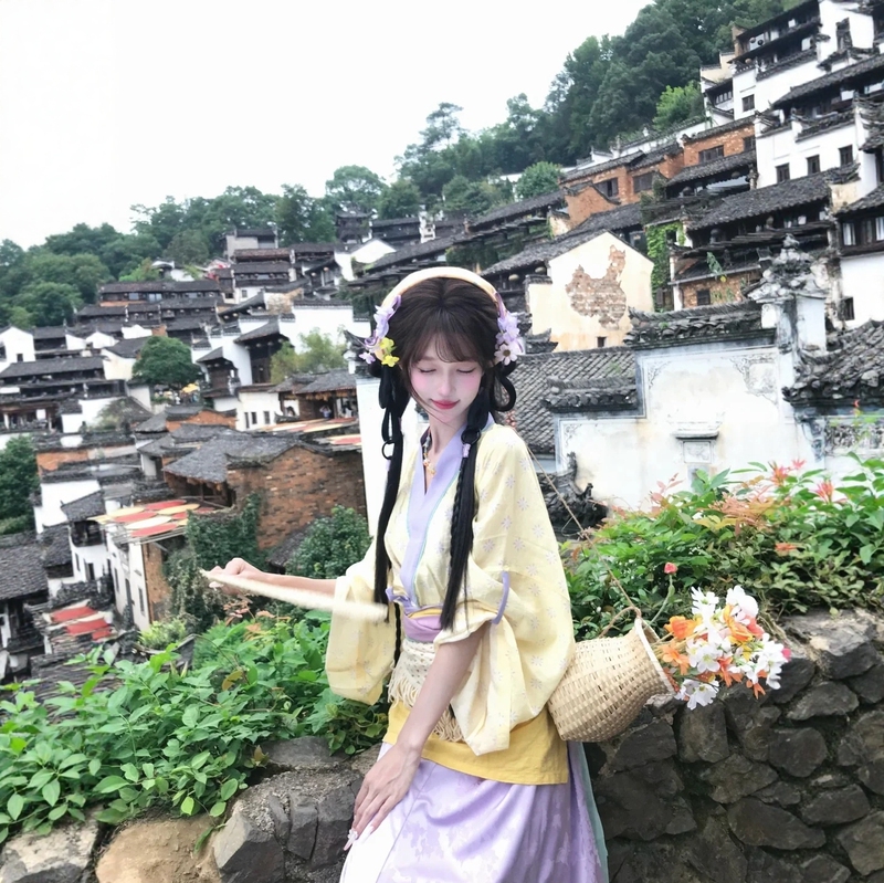 Beautiful Pastoral-Style Hanfu Outfit for Adult Women, Traditional Chinese Clothing for Farmers, Huangling Wuyuan Autumn Clothing, Ancient Style Set Beautiful Pastoral-Style Hanfu Outfit for Adult Women, Traditional Chinese Clothing for Farmers, Huangling Wuyuan Autumn Clothing, Ancient Style Set