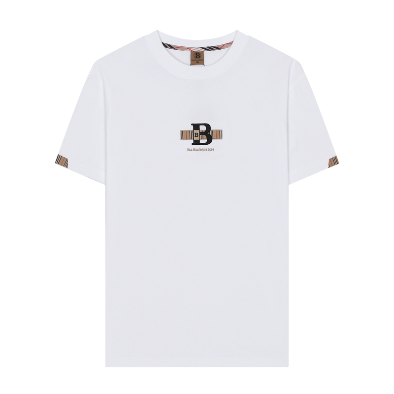 Babao Shen 2025 New Men's Short-Sleeve T-Shirt, Round Neck, Half-Sleeve Top, Trendy, Versatile, Loose, Light Luxury, Thin Cotton