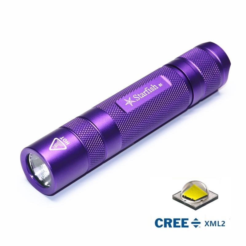 Sea Star Bright Light Flashlight Purple S5 Portable Mini Girls Floodlight Small Straight Cylinder Imported XML2U3 Ride Home