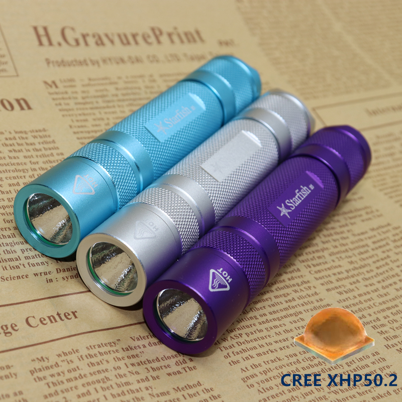 Starfish S5 flashlight XHP50 metal switch outdoor riding long-range mini 18650 small straight tube LED super bright