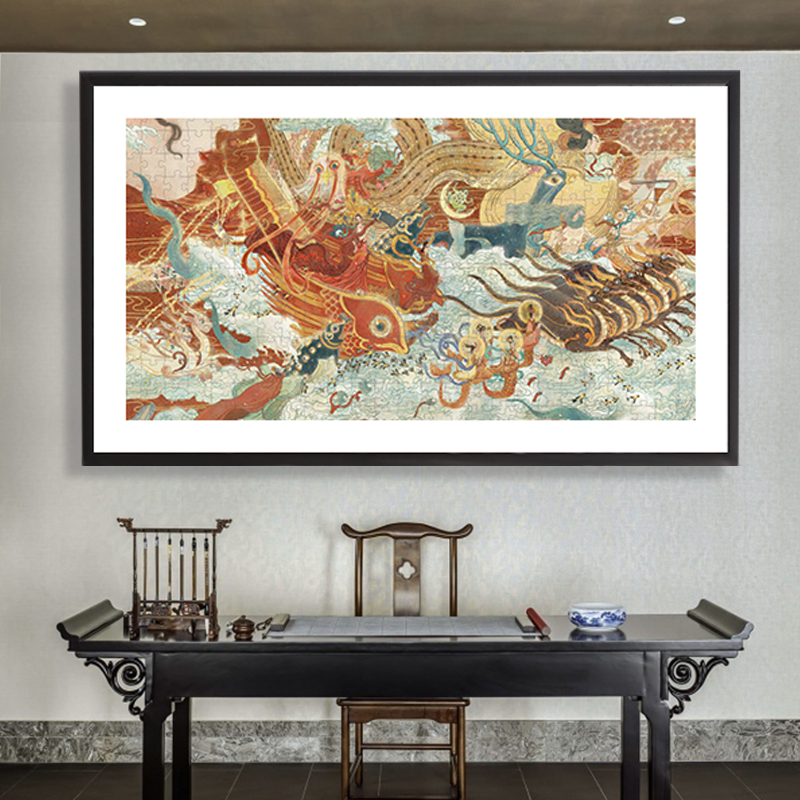 New Jane European photo frame 300 pieces of Mulan speech 512 pieces of falling god Fu Lanting sequence Guochao puzzle picture frame with cardboard mounting