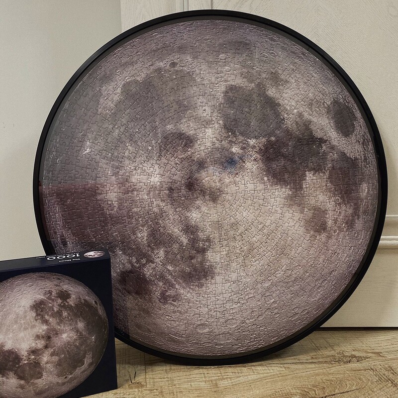 Metal Aluminum Alloy Round Photo Frame 1000-Piece Earth Puzzle Frame Moon and Mars Puzzle Frame 500-Piece Framed
