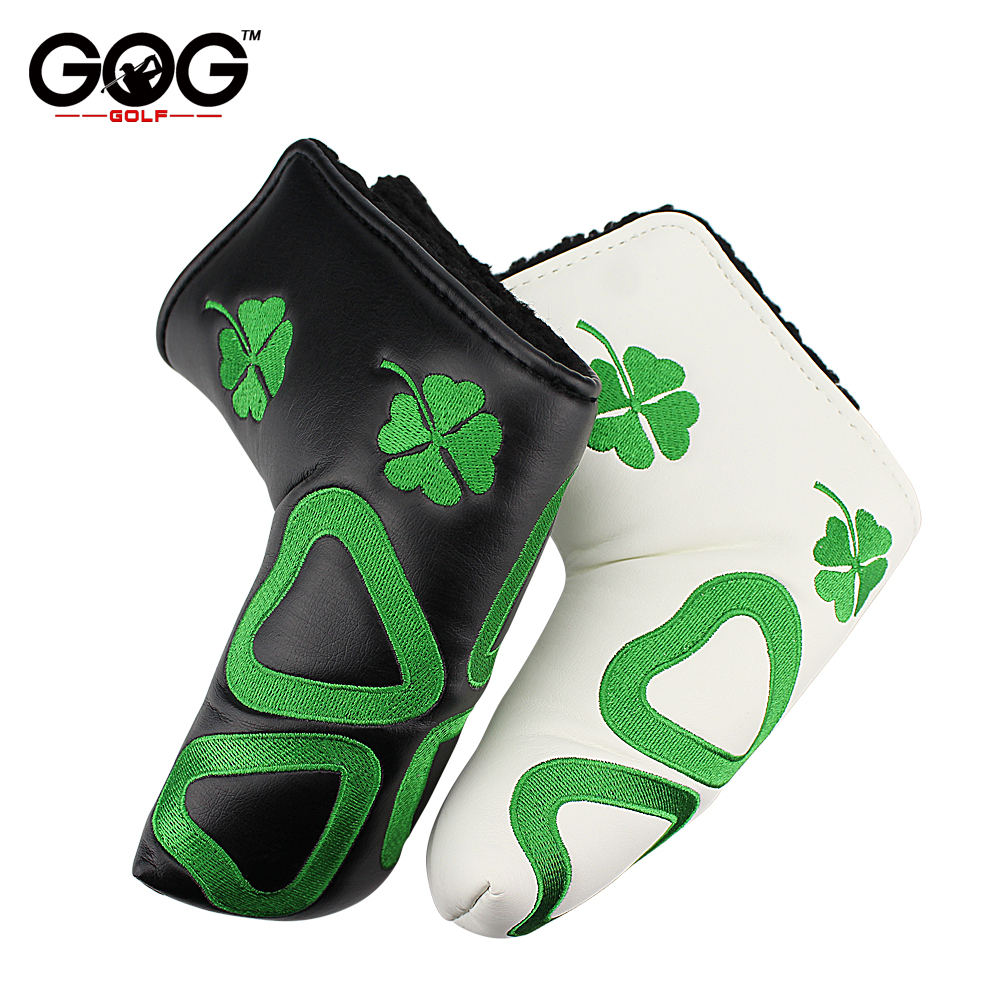Golf four-leaf clover putter cover, lucky grass club cover, head cover, embroidery flower ball head pattern cap cover