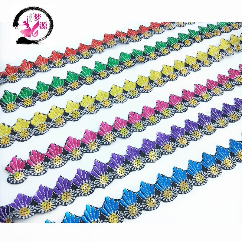 Triangle sequin lace belt Ethnic minority costume collar skirt accessories accessories lace back adhesive hot strips