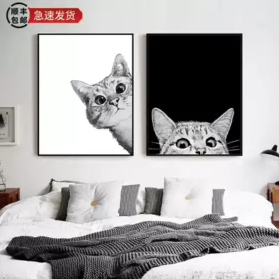 DIY digital oil painting Oil painting living room animal series Hand-painted digital coloring decorative painting cute kitten