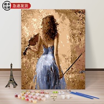 diy digital oil painting Oil painting living room abstract character Hand-painted digital coloring decorative painting Violin love