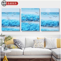 DIY digital oil painting Oil painting triptych three-piece painting Hand-painted coloring living room big landscape decoration painting flying to the distance