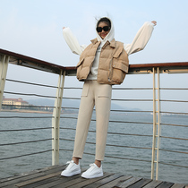 Wool Harlan pants womens autumn and winter pants 2020 new casual dad pants high waist black nine-point radish pants