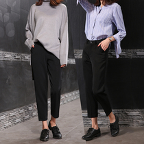 Black suit pants schoolgirl straight pipe cigarette tube pants spring and autumn small trousers casual pants small feet Harun nine-point pants