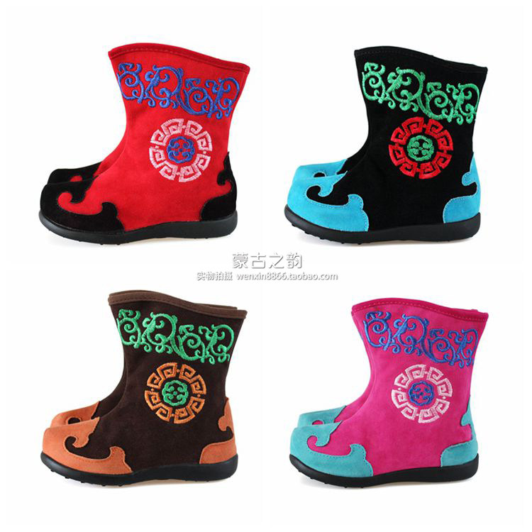Children's Mongolian boots for boys and girls universal Mongolian characteristics embroidery dance shoes performance boots daily life cloth boots