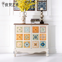 Yufan Art Painting Neoclassical Entrance Cabinet American Dual Door Cabinet Decor Sofa Back Cabinet Storage X5