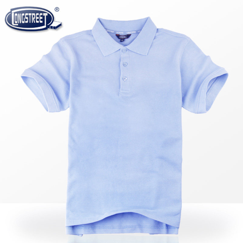 Lan Shi British children's clothing cotton multi-color short-sleeved T-shirt DT-5052 school uniform student light blue navy blue white