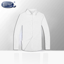 (Lan Shi)Lady white round neck long sleeve shirt Cotton shirt College formal white c5107