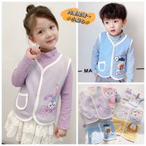 2021 Fall New Children Warm Waistcoat Plus Suede Vest Jacket 100 Lap Cute Cartoon Exterior Wearing Comfort