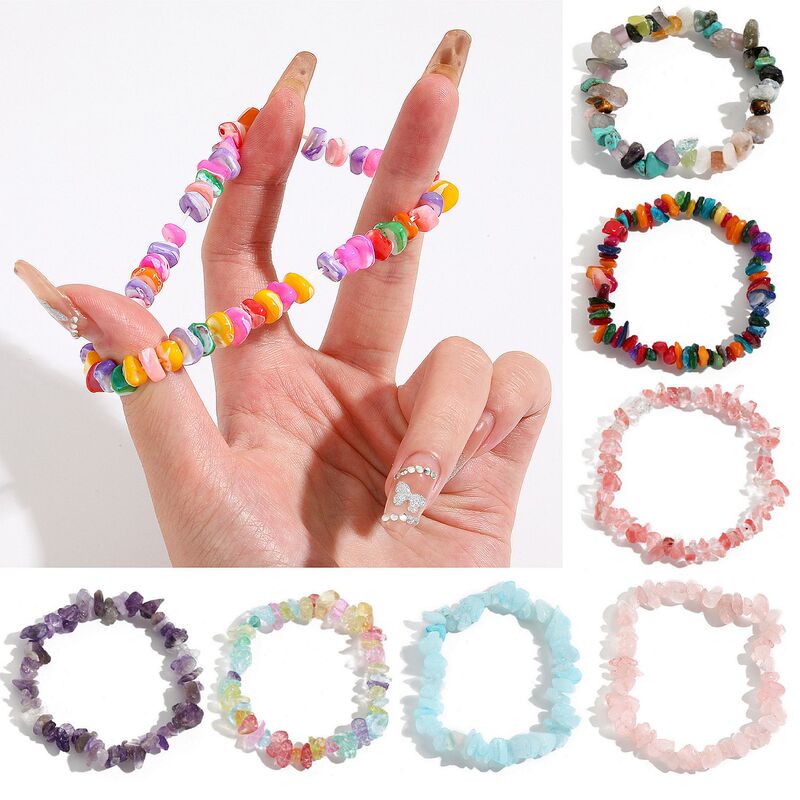 European and American Cross-Border E-Commerce Jewelry Bohemian Colorful Gravel Bracelet Amazon Summer Jewelry Natural Stone Bracelet