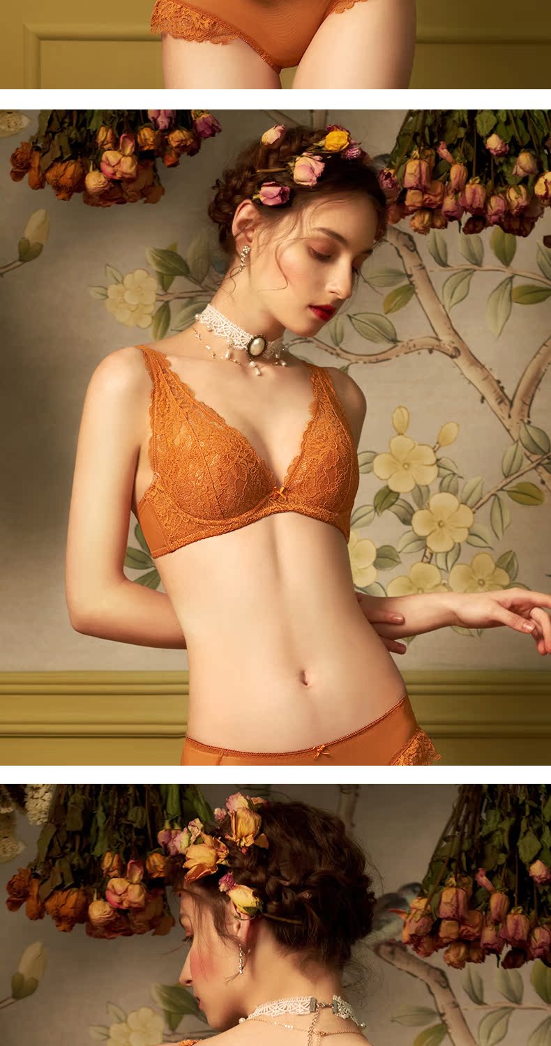 Yiqian đồ lót mỏng phụ nữ gợi cảm ren sâu V mềm thép vòng thoải mái áo ngực tập hợp trên hỗ trợ mà không có áo ngực xốp - Áo ngực không dây quần lót áo dài mỏng
