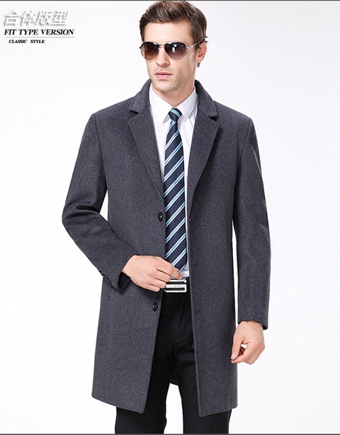 Mùa thu và mùa đông quần áo trung niên áo len nam dài áo gió cha cha phù hợp với cổ áo cổ áo áo cashmere áo phao nam hàng hiệu
