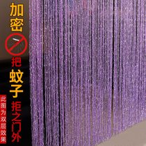 Curtain anti-mosquito summer wedding home curtain decoration romantic tassel curtain screen partition encrypted silver silk curtain