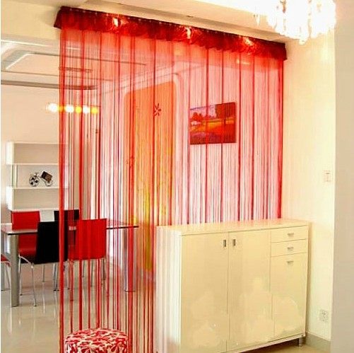 Red encrypted line curtain Wedding bedroom door curtain Room partition curtain Women's shop window decoration tassel curtain