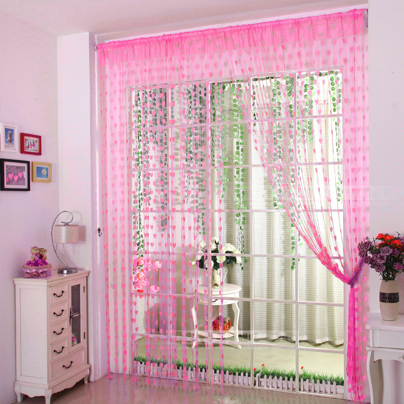 Love line curtain pink curtain curtain Curl Curl decoration romantic curtain hanging curtain bedroom living room partition curtain