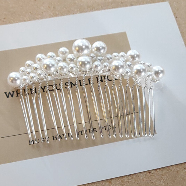 Hair comb, pearl hair clip, Korean style bangs comb, non-slip, antique style, ins style hair accessory, simple updo comb card