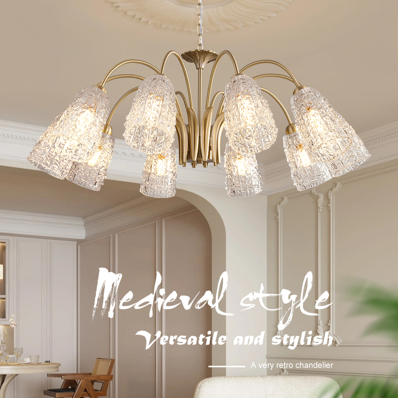 American-style living room romantic all-copper chandelier high-end crystal master bedroom lamp light luxury dining room French retro atmosphere lamp - Taobao