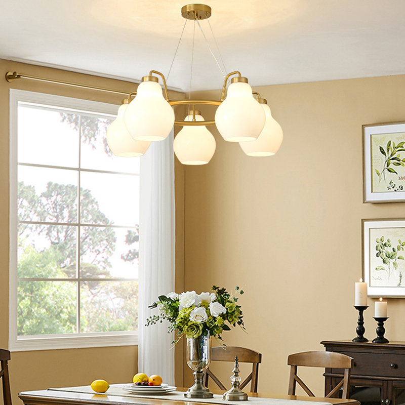 Gourd dining room table living room dining room cream wind chandelier high-end American retro light luxury simple study bedroom lamps