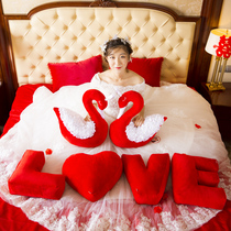 Swan wedding gift press bed doll pair of new creative high-end wedding gift wedding room decoration wedding doll