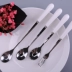 Cá tính sáng tạo dài tay cầm gốm xử lý inox trộn thìa đơn giản màu đen trắng cà phê thìa nhỏ dễ thương muỗng nhỏ nĩa - Cà phê