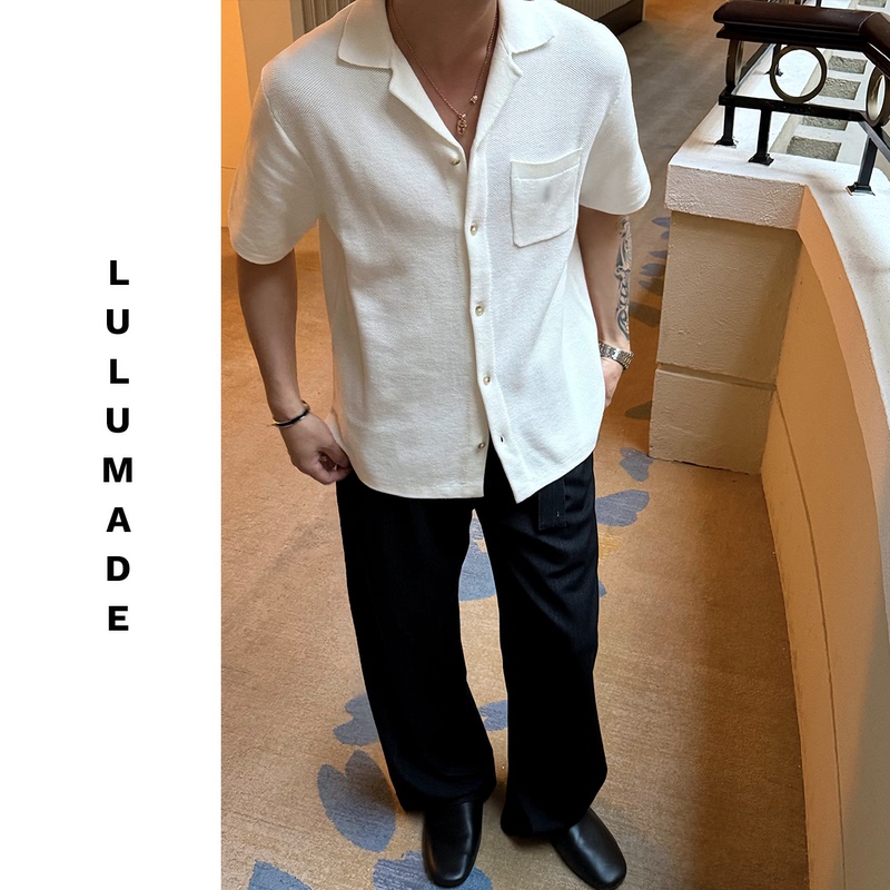 Lulumade【Little Horse 1690 Edition】100% Combed Cotton Cuban Collar Casual Knit Short-Sleeve Shirt Cardigan for Men Lulumade【Little Horse 1690 Edition】100% Combed Cotton Cuban Collar Casual Knit Short-Sleeve Shirt Cardigan for Men