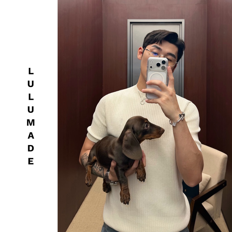 Lulumade【Little Horse 1790 Edition】32-Count Double-Ply Combed Cotton Ribbed Knit Crew Neck Short-Sleeve T-Shirt for Men